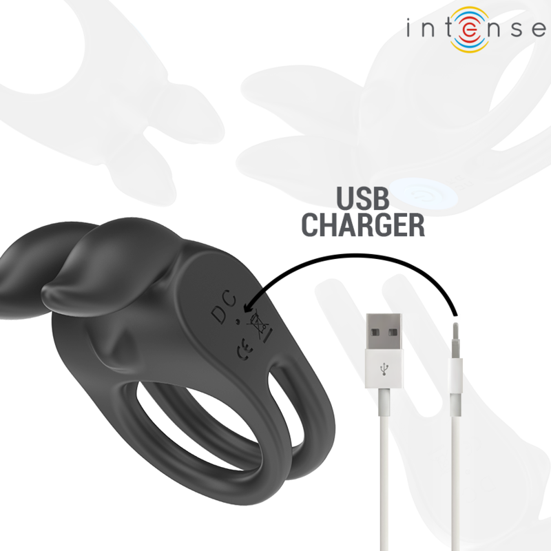 INTENSE | Dual‑Motor Remote‑Controlled Vibrating Ring | Waterproof, USB Rechargeable, Soft Silicone