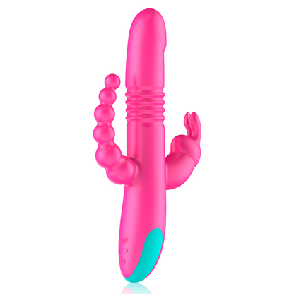 HAPPY LOKY | Triple Stimulation Vibrator | G‑Spot, Clitoral & Anal | Thrusting, Rotating Pearls, Dual Motors, Waterproof & Rechargeable