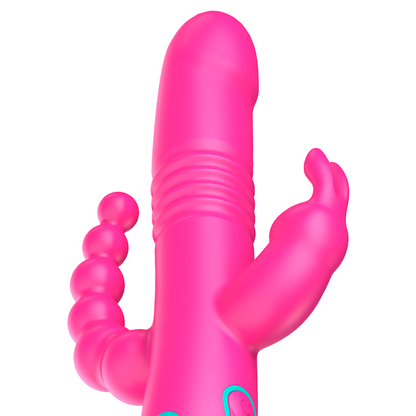 HAPPY LOKY | Triple Stimulation Vibrator | G‑Spot, Clitoral & Anal | Thrusting, Rotating Pearls, Dual Motors, Waterproof & Rechargeable
