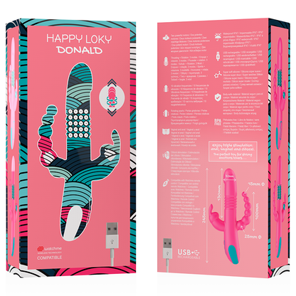 HAPPY LOKY | Triple Stimulation Vibrator | G‑Spot, Clitoral & Anal | Thrusting, Rotating Pearls, Dual Motors, Waterproof & Rechargeable