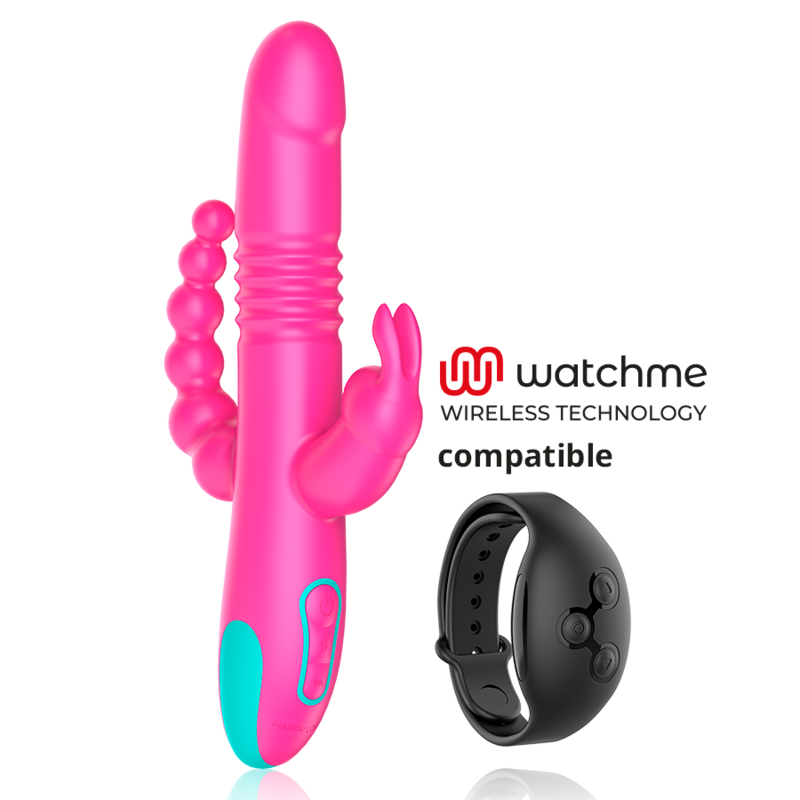 HAPPY LOKY | Triple Stimulation Vibrator | G‑Spot, Clitoral & Anal | Thrusting, Rotating Pearls, Dual Motors, Waterproof & Rechargeable