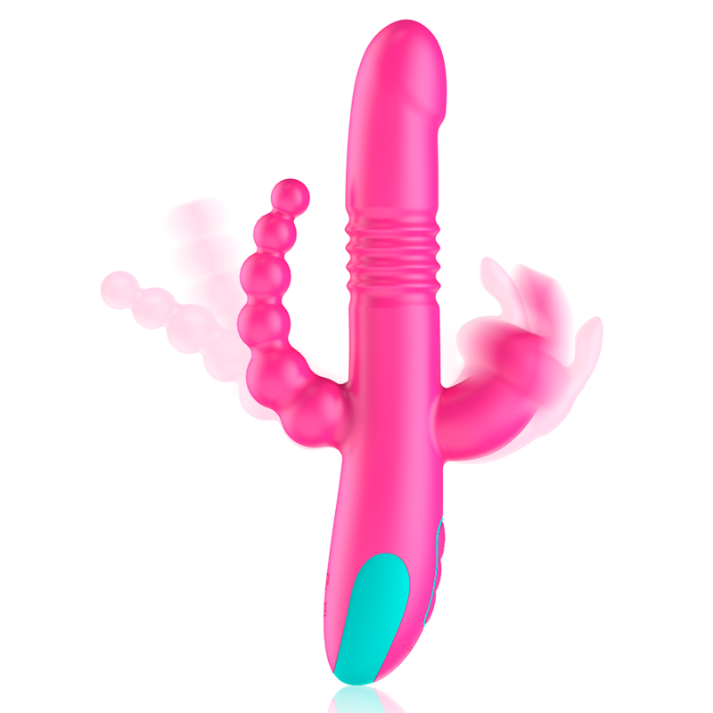 HAPPY LOKY | Triple Stimulation Vibrator | G‑Spot, Clitoral & Anal | Thrusting, Rotating Pearls, Dual Motors, Waterproof & Rechargeable