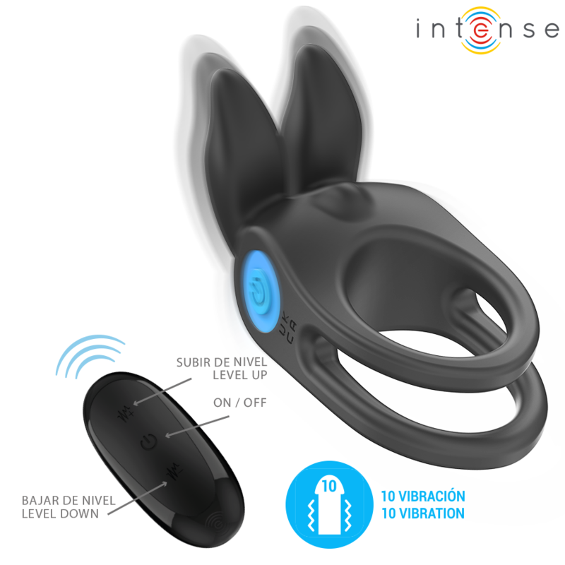 INTENSE | Dual‑Motor Remote‑Controlled Vibrating Ring | Waterproof, USB Rechargeable, Soft Silicone
